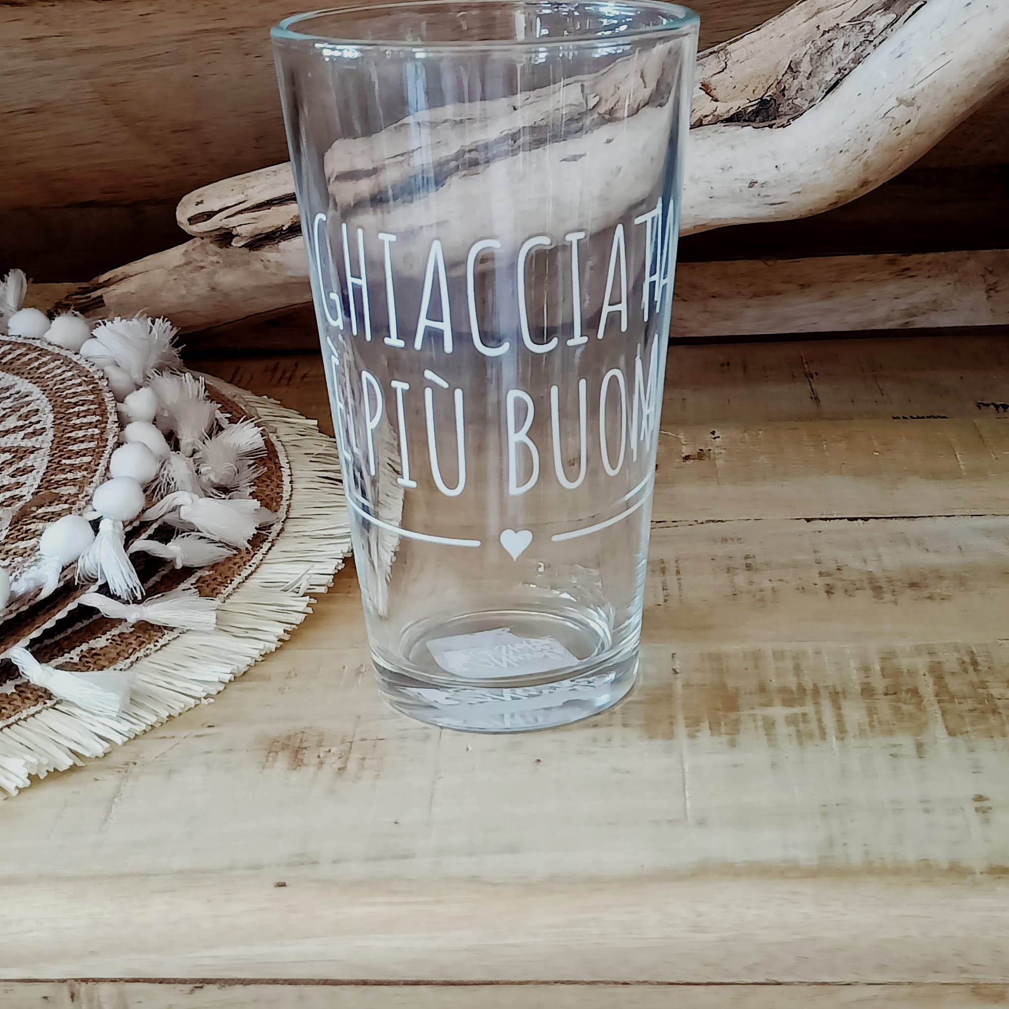 Bicchiere vetro "ghiacciata è più buona"