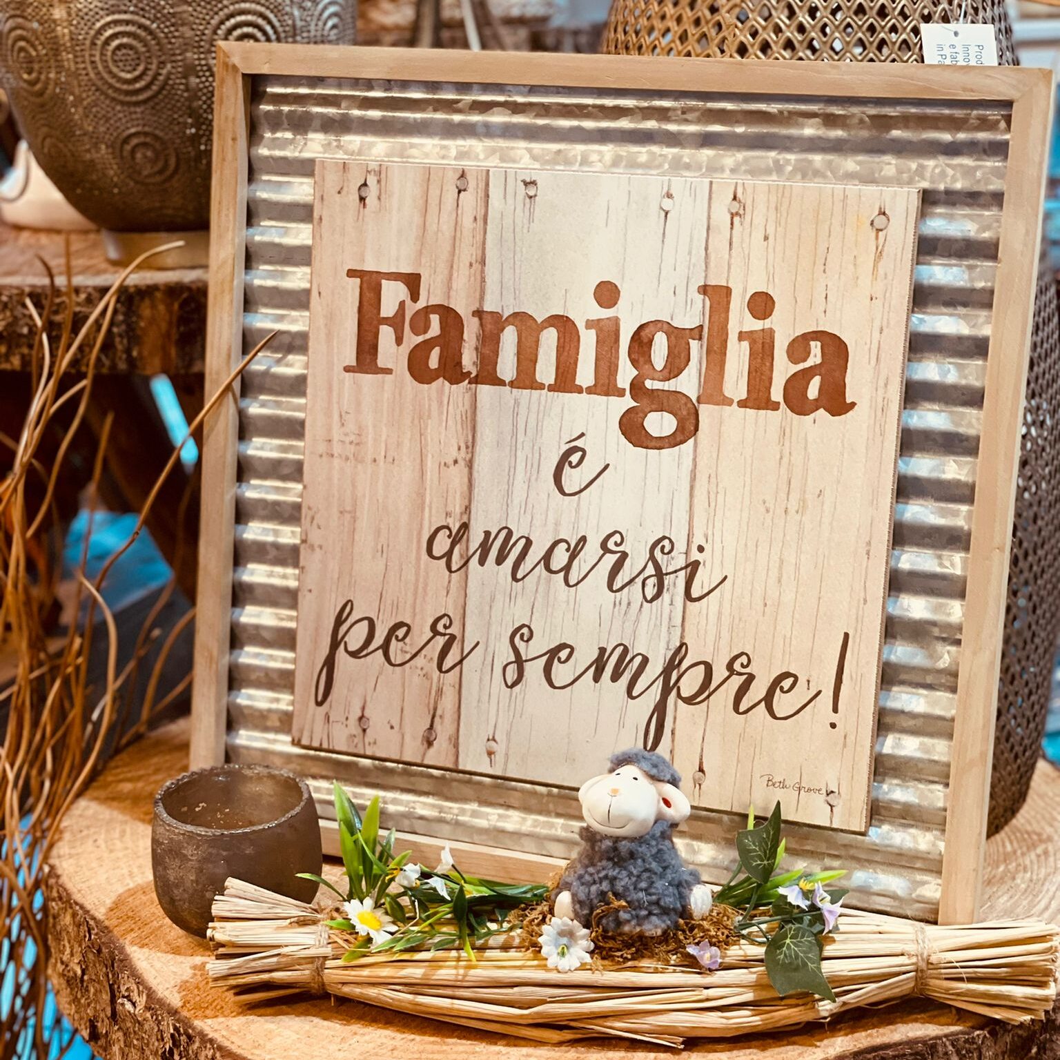 Quadretto scritta la famiglia è amarsi per sempre