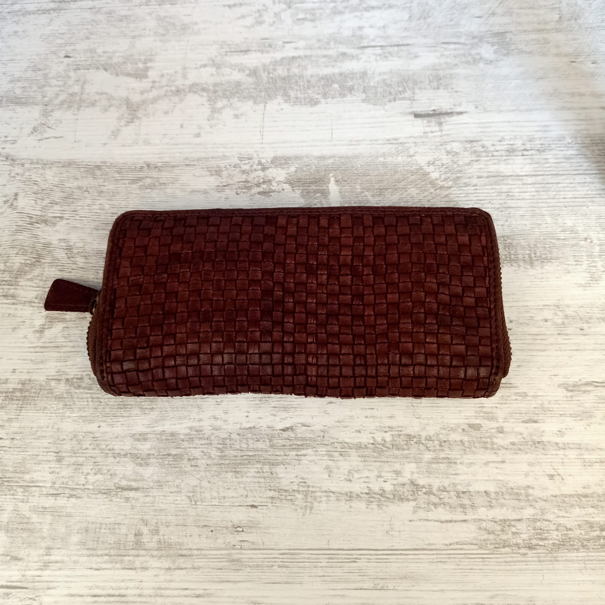 Portafoglio donna in pelle intrecciata