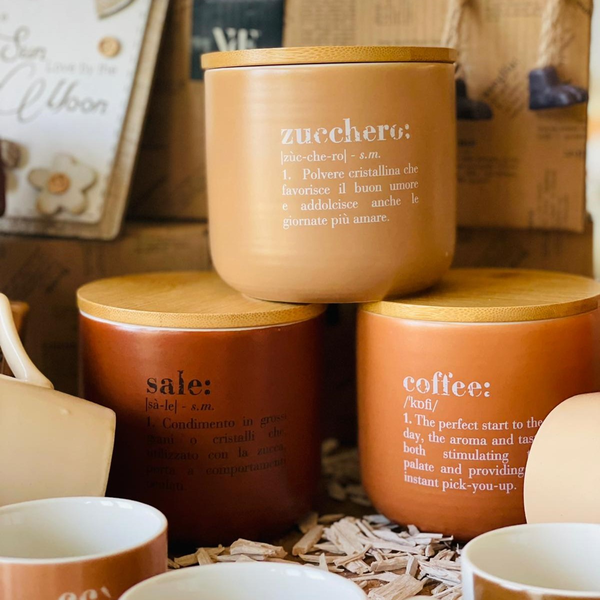 Set 3 barattoli sale, zucchero e caffè 500 ml