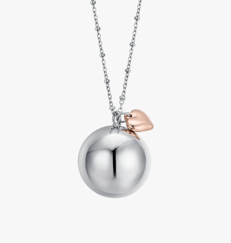 Collana Chiama Angeli Acciaio e Cuore Rosè