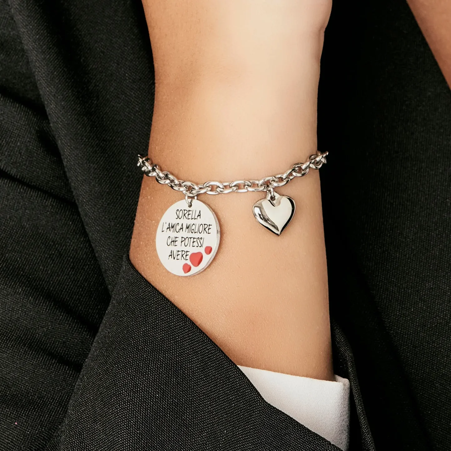 Bracciale Acciaio "Sorella L'Amica Migliore Che Potessi Avere" - immagine 2