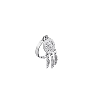 Anello Acciaio con Acchiappasogni e Cristalli Bianchi