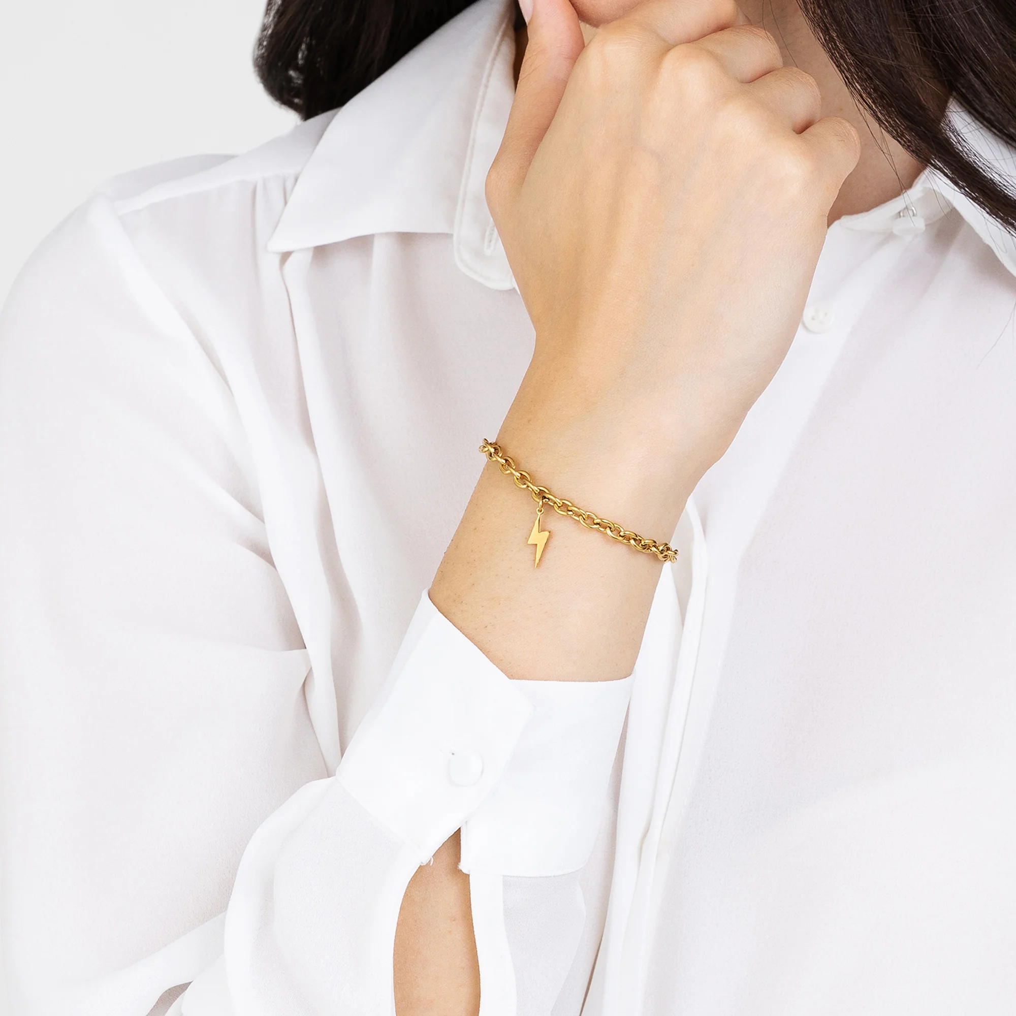 Bracciale Acciaio IP Gold con Fulmine - immagine 2