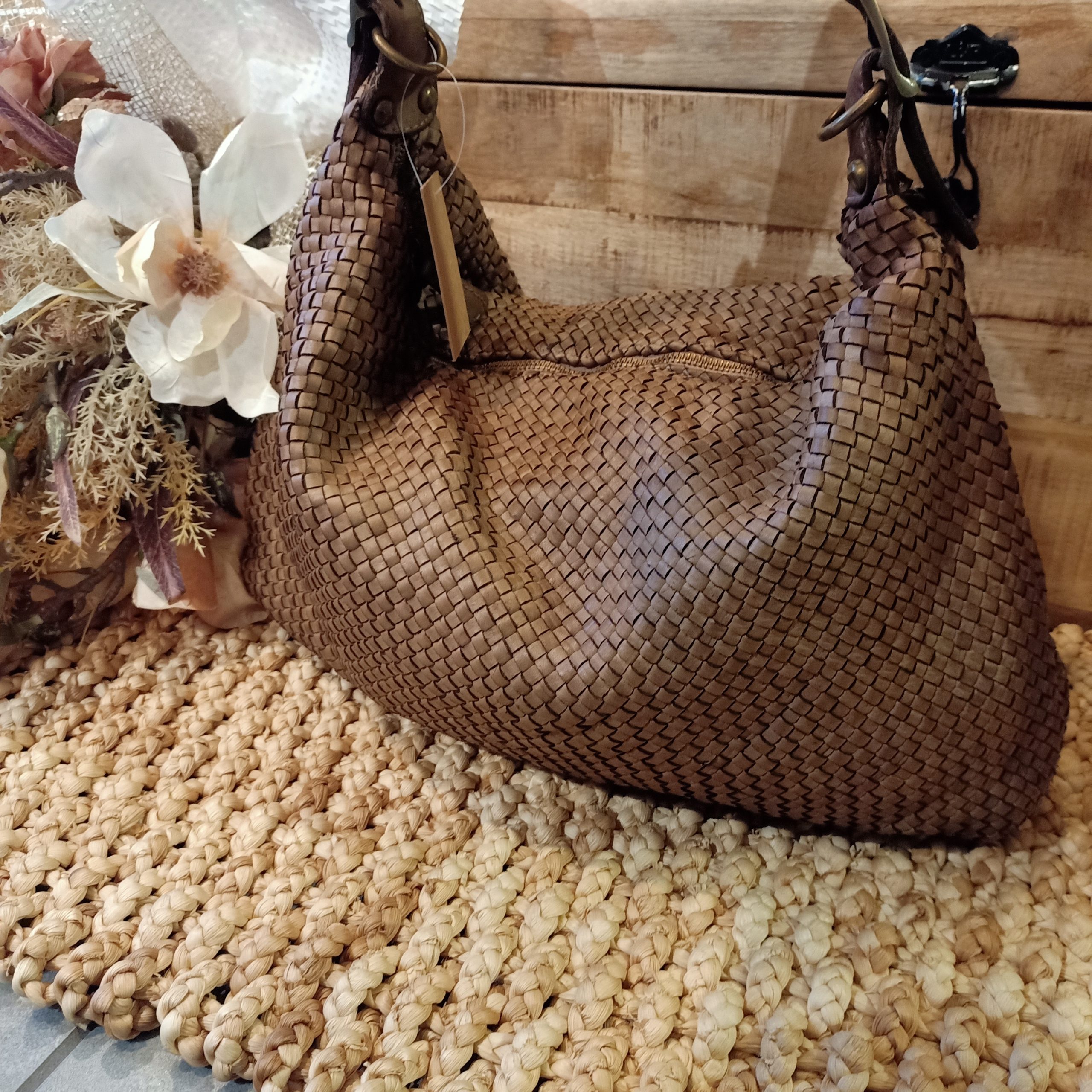 Borsa Sacca Intreccio Cammello - immagine 2