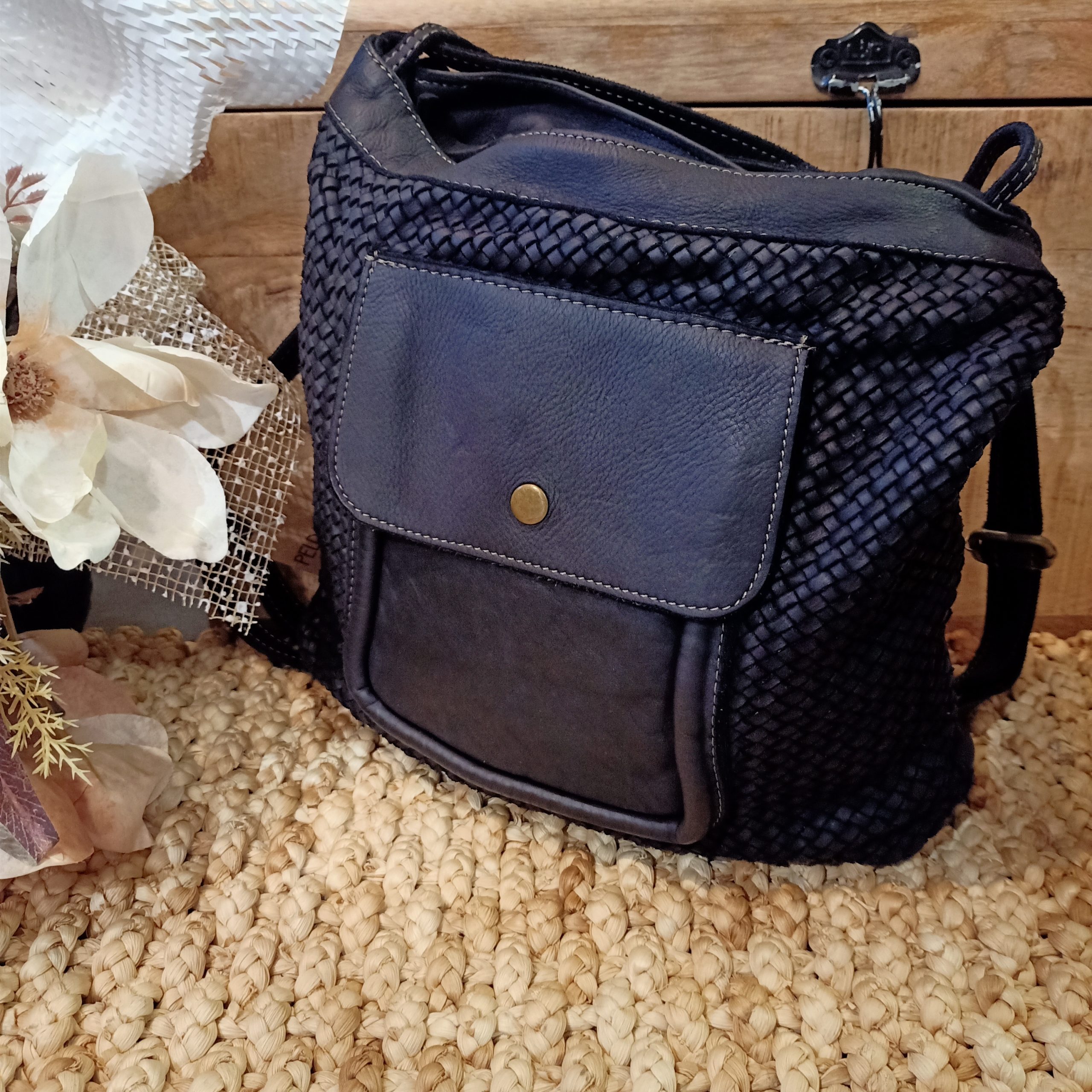 Borsa Zaino Intreccio Nero