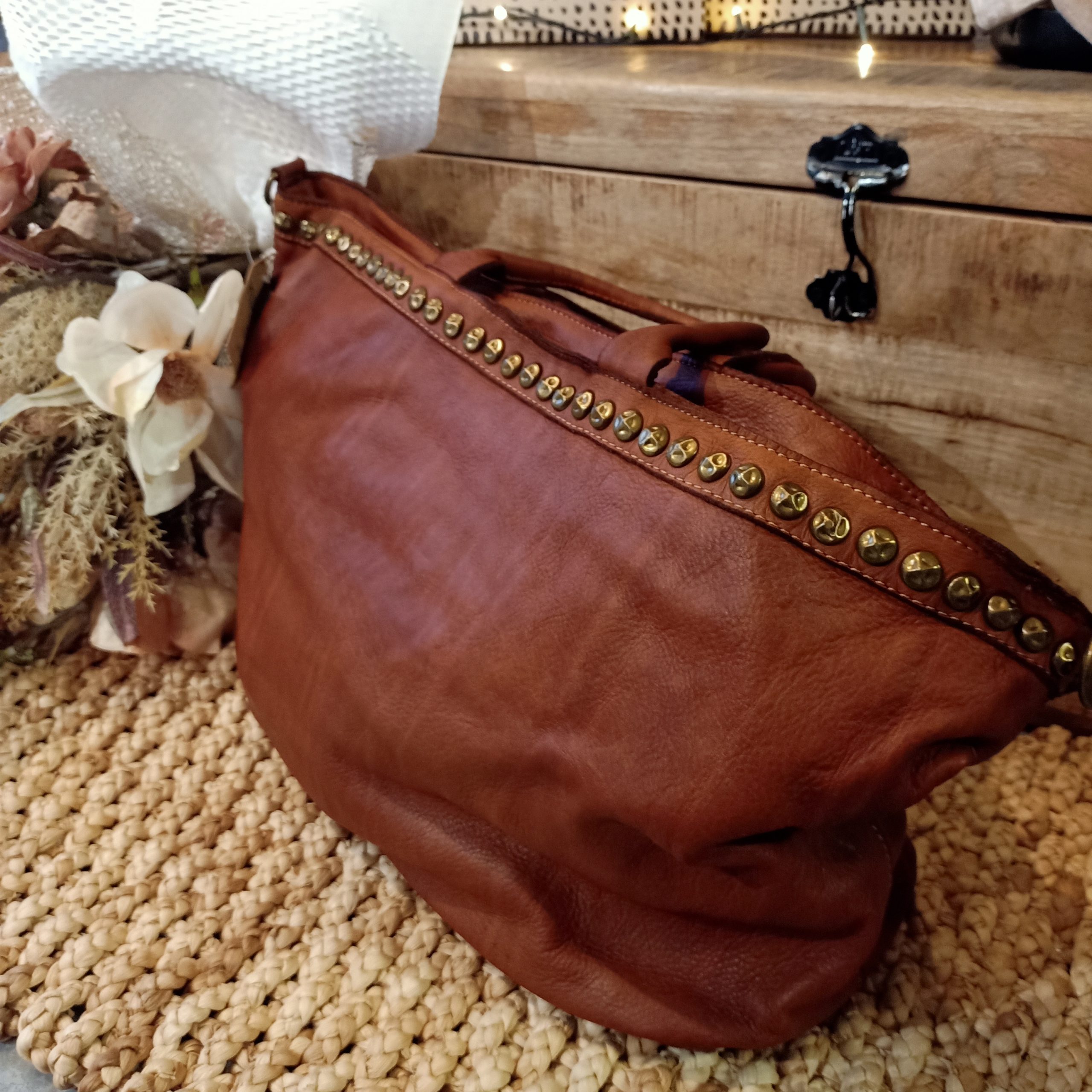 Borsa Borchie Cognac - immagine 3