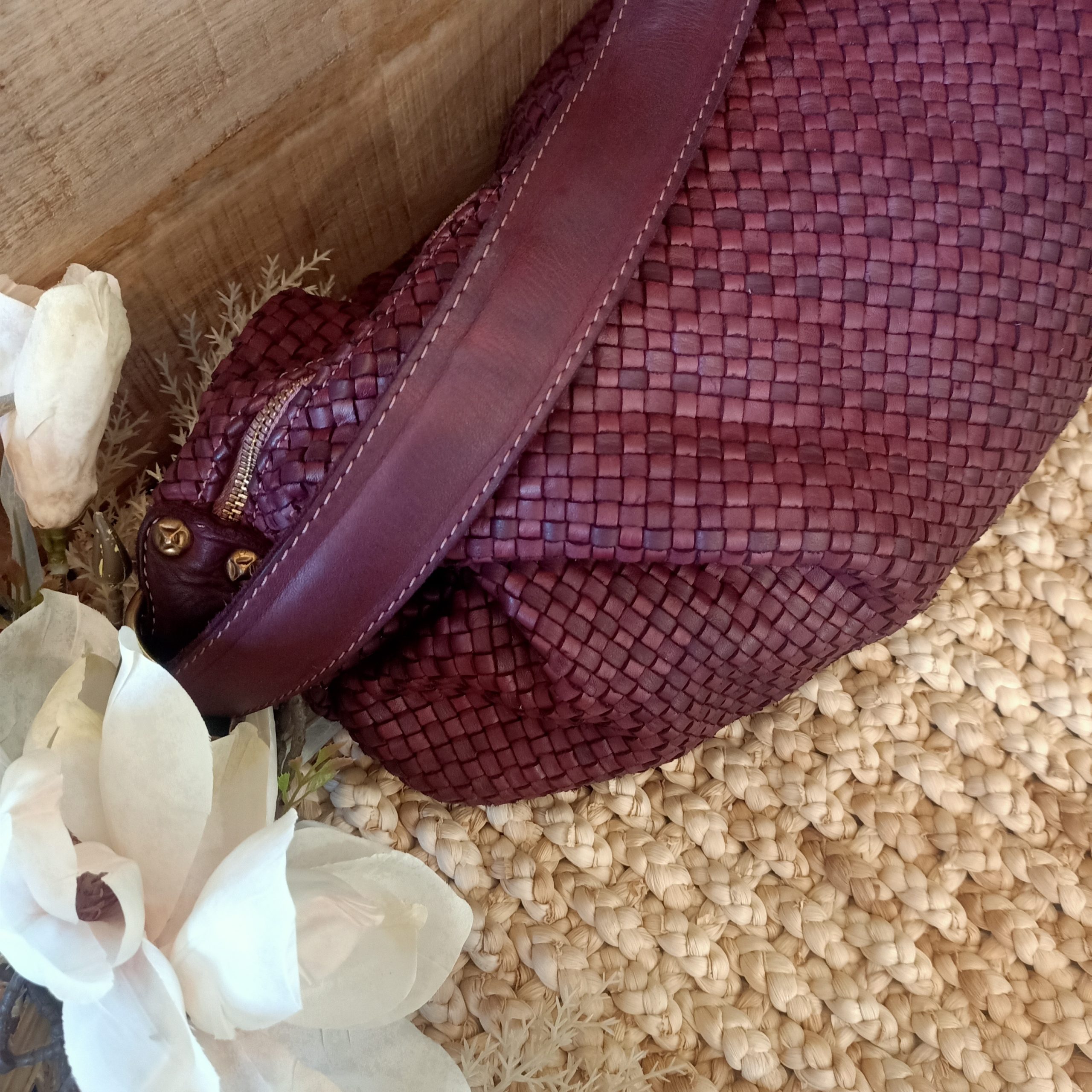 Borsa Sacca Intreccio Bordeaux - immagine 3