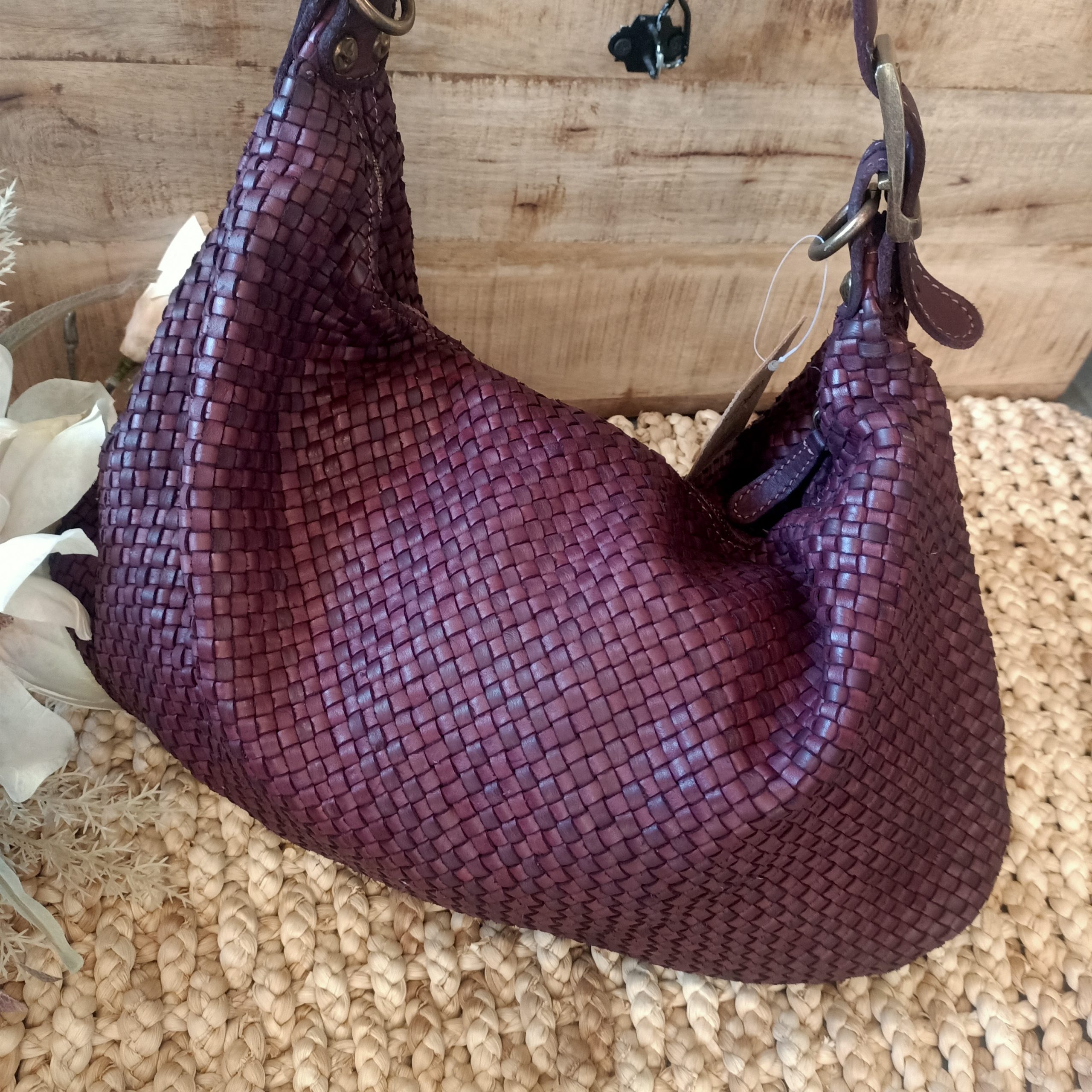 Borsa Sacca Intreccio Bordeaux - immagine 2