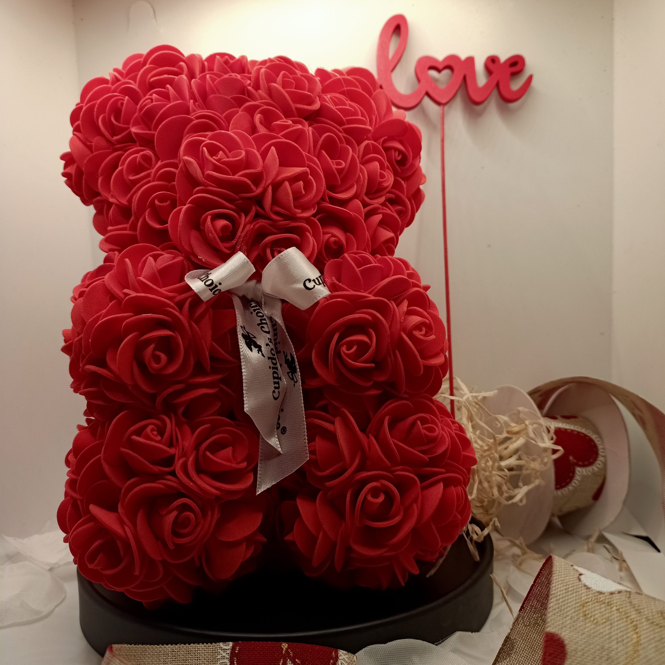 Orso rosa rosso 25 cm in confezione regalo - immagine 4