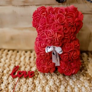 Orso rosa rosso 25 cm in confezione regalo