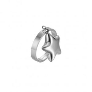 Anello Acciaio con Stella Grande Pendente