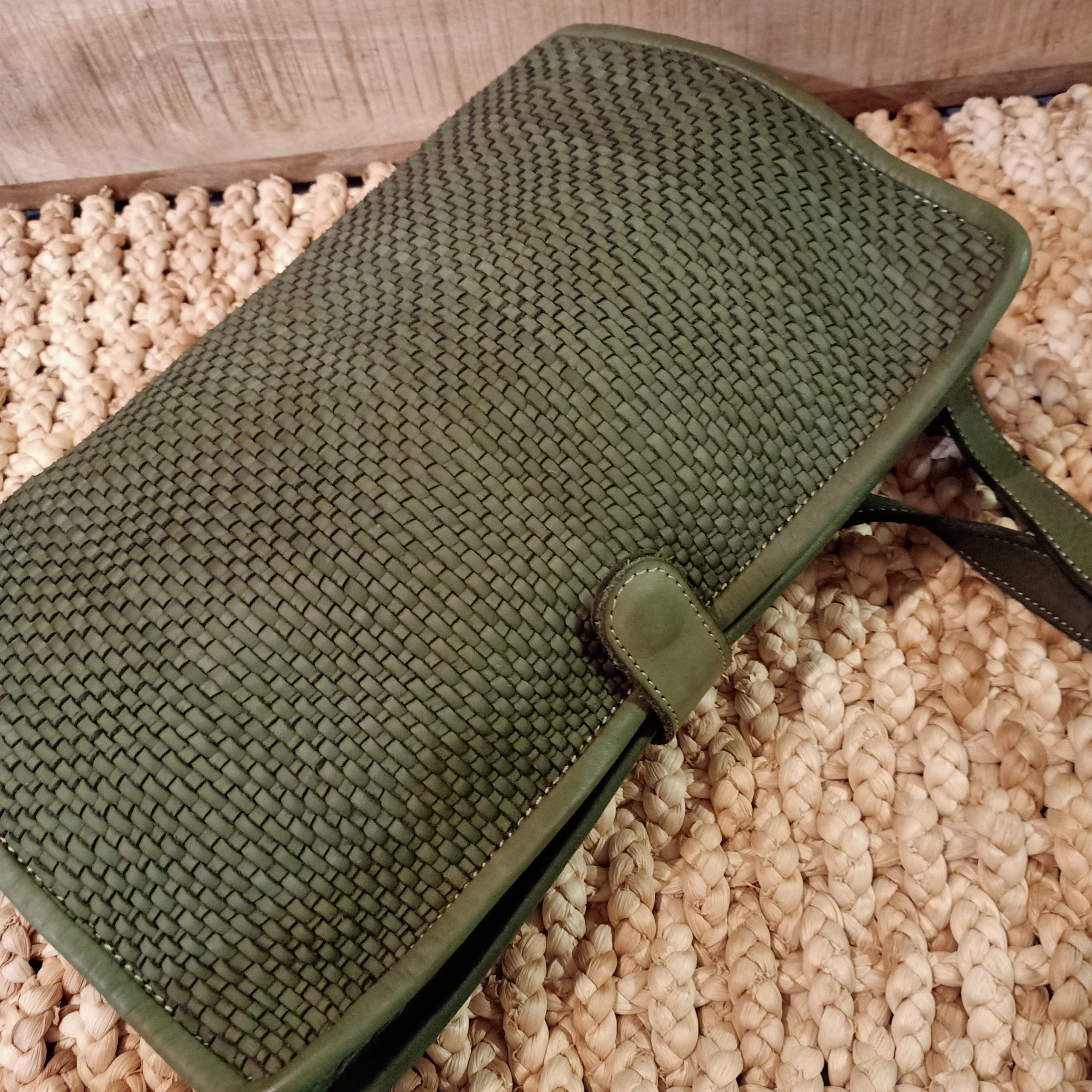 Borsa Tracolla Intrecciata Verde