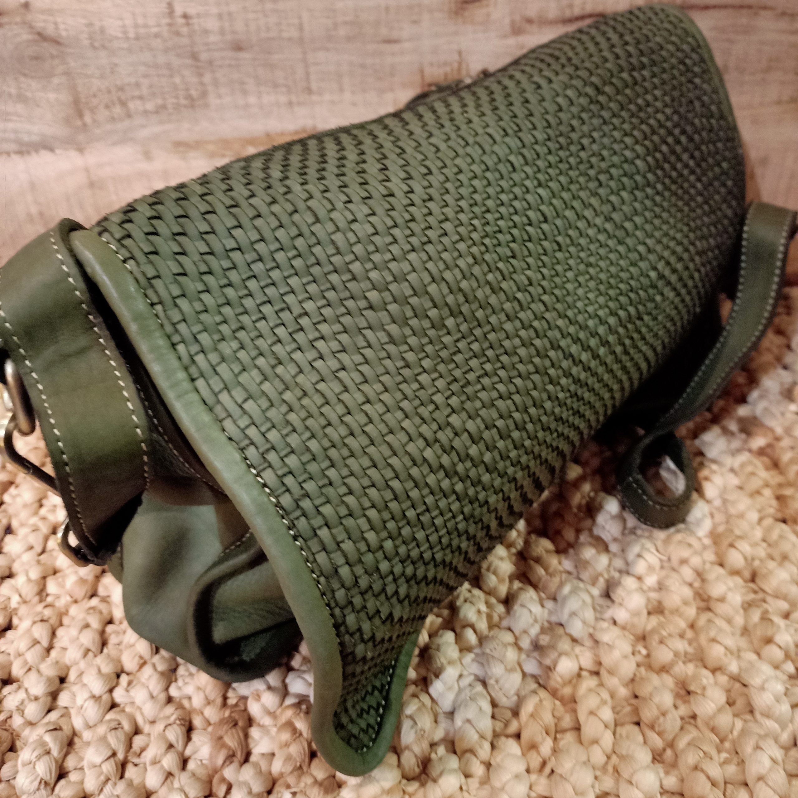 Borsa Tracolla Intrecciata Verde - immagine 3
