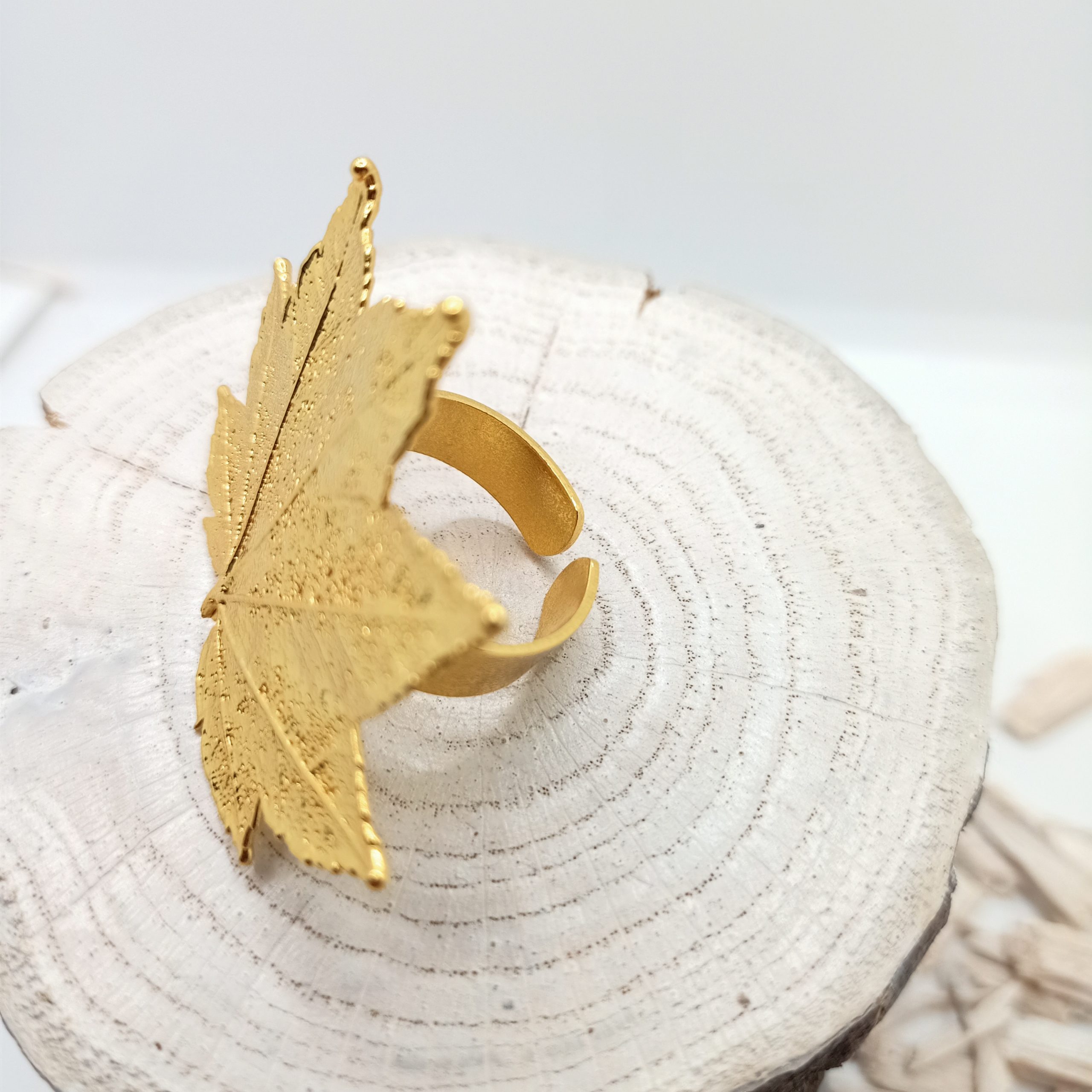 Anello Foglia Acero Full Moon Naturale Oro - immagine 2