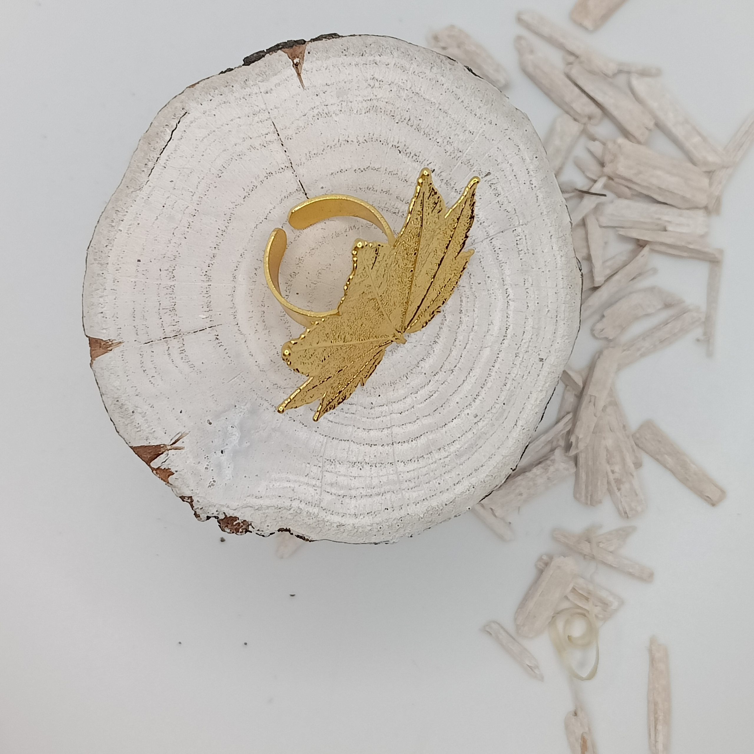 Anello Foglia Acero Full Moon Naturale Oro - immagine 3
