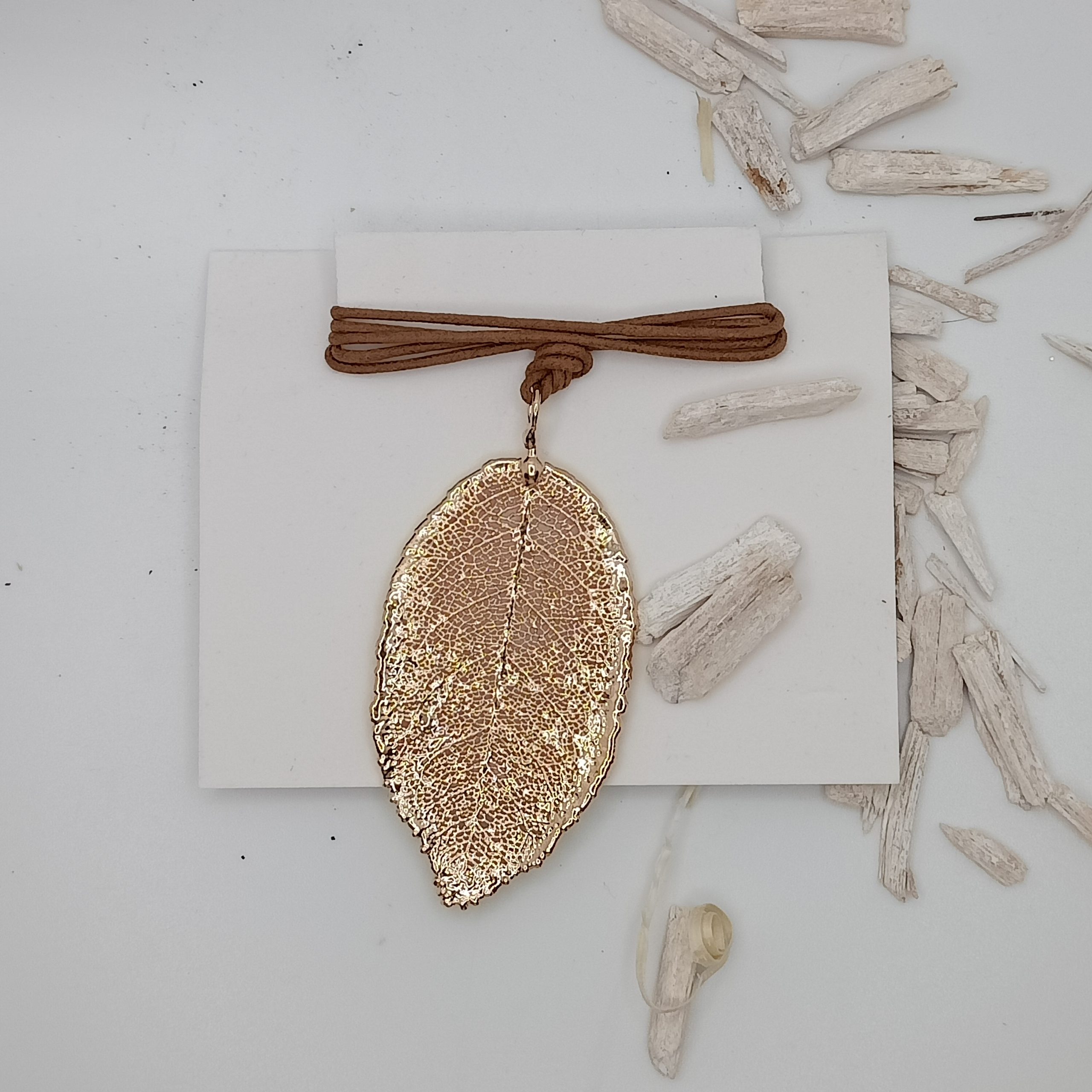 Ciondolo Foglia Rosa Naturale Oro Rosa - immagine 2