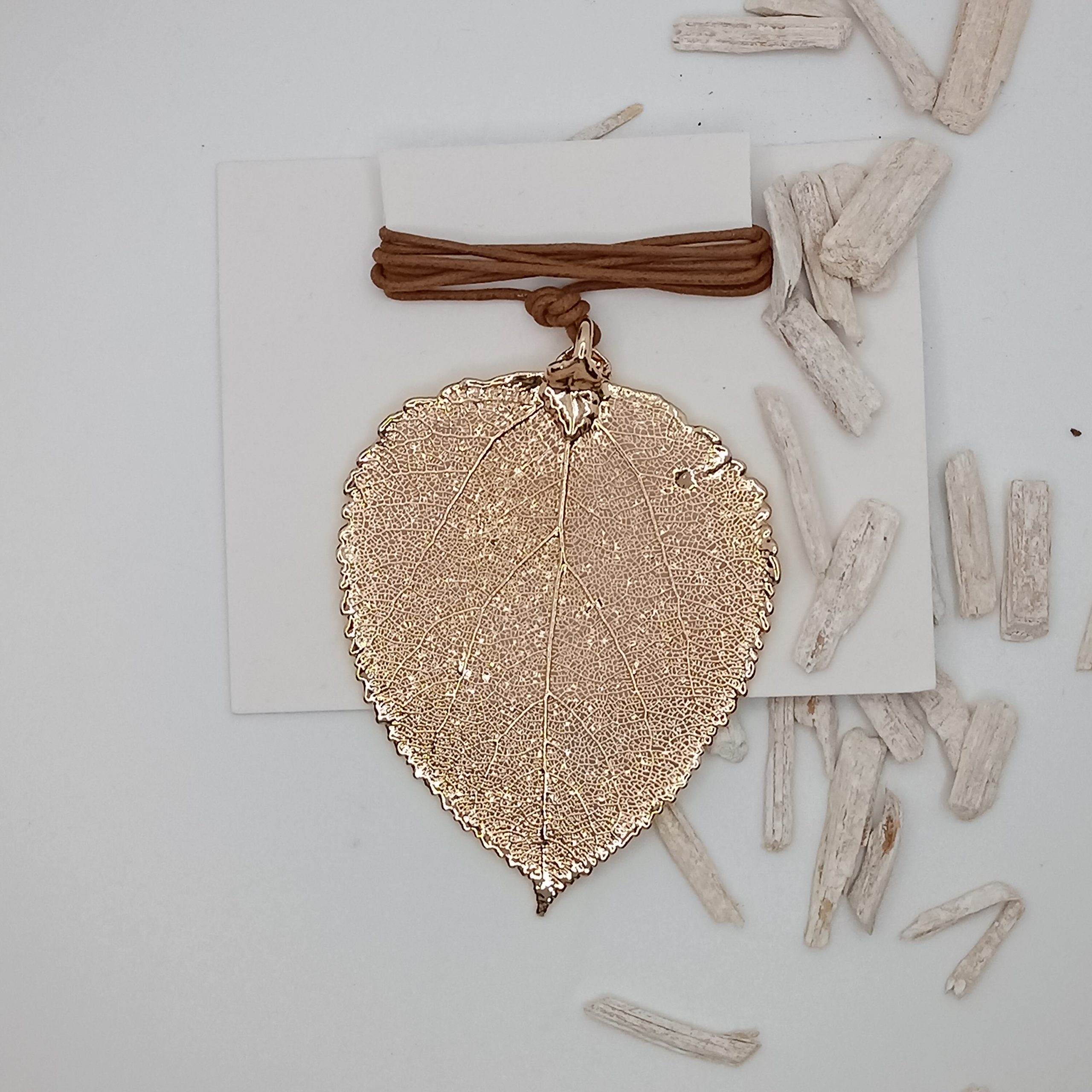 Ciondolo Foglia Tremolo Naturale Oro Rosa - immagine 2