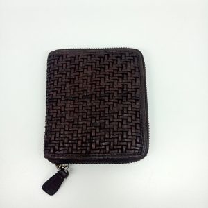 Portafoglio in Pelle Intrecciata Testa di Moro