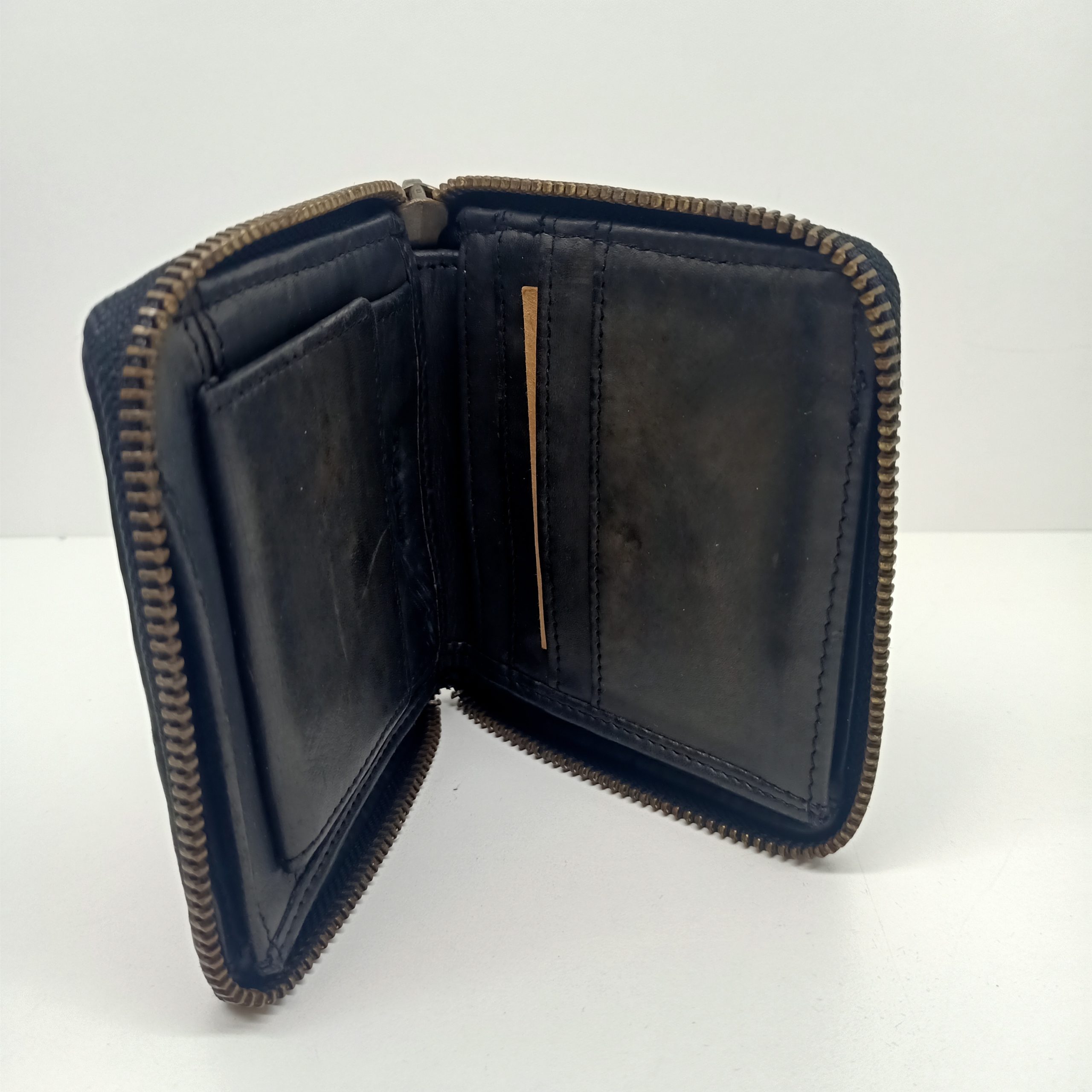 Portafoglio in Pelle Intrecciata Nera - immagine 2