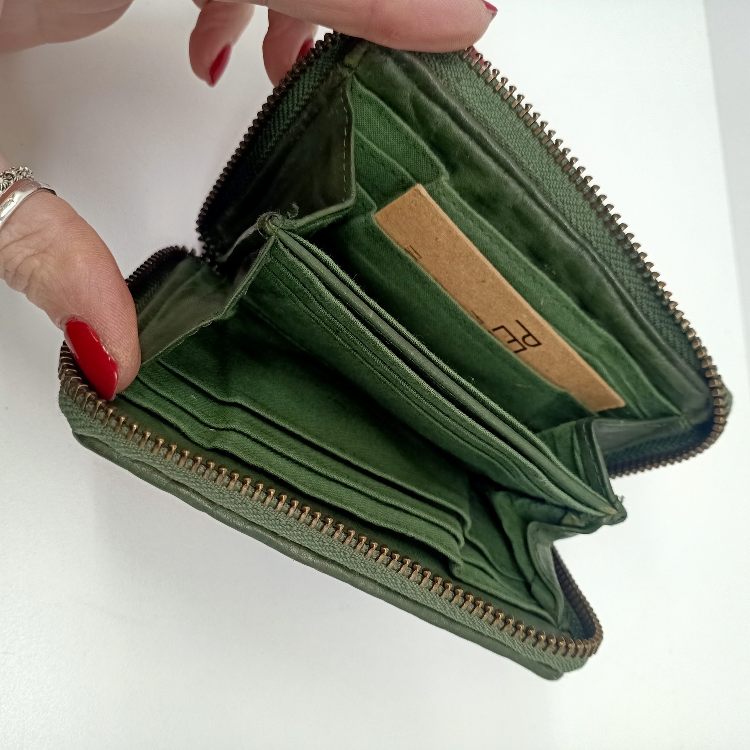 Portafoglio in Pelle Intrecciata Verde - immagine 2