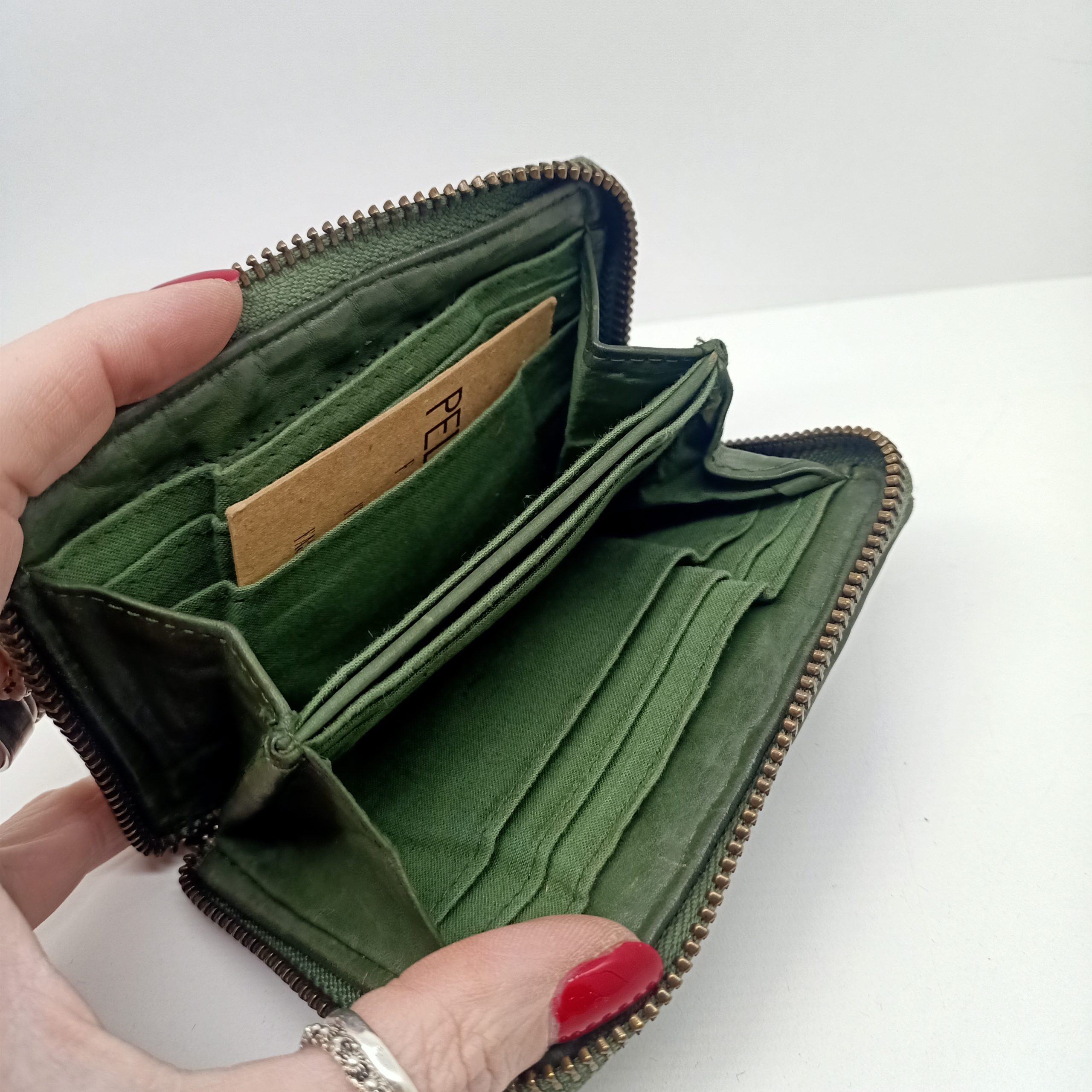 Portafoglio in Pelle Intrecciata Verde - immagine 3