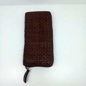 Portafoglio in Pelle Intrecciata Testa di Moro