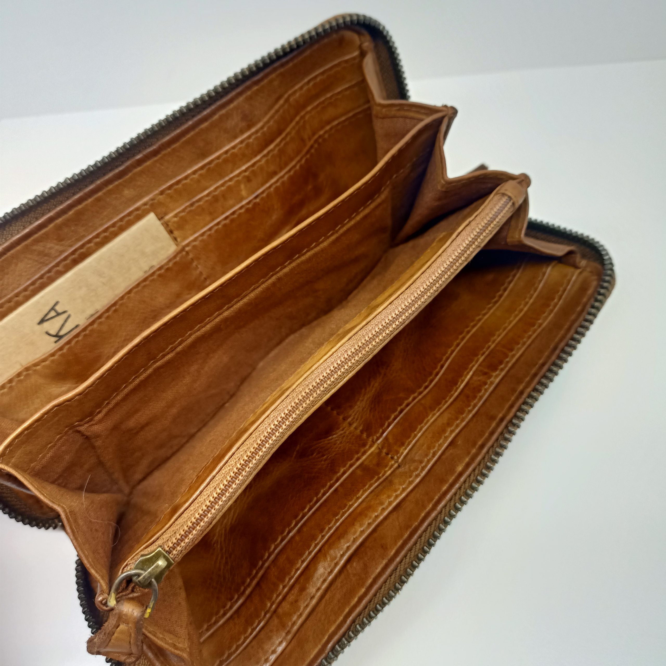 Portafoglio in Pelle Intrecciata Cognac - immagine 2