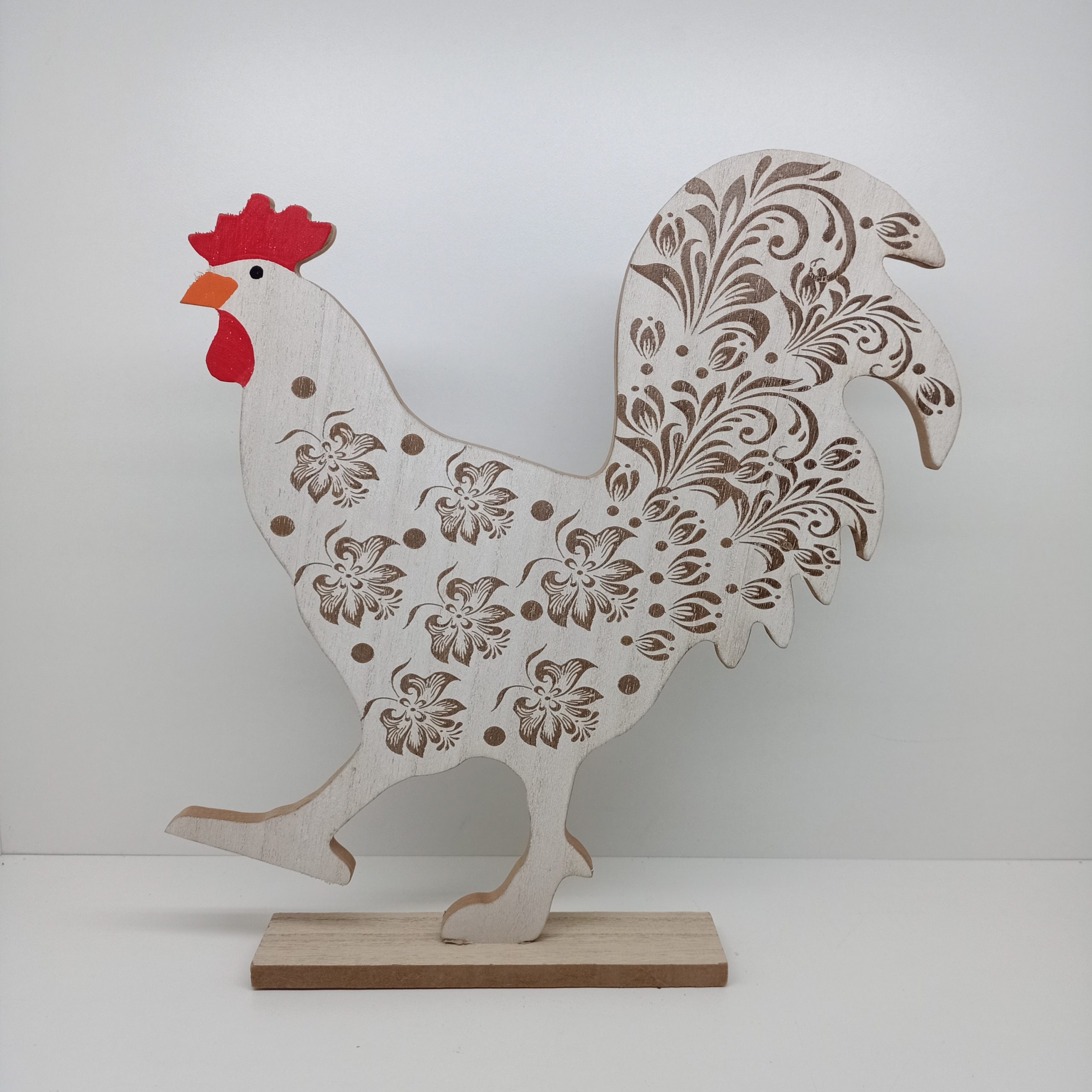 Gallinella in Legno con Decori Incisi
