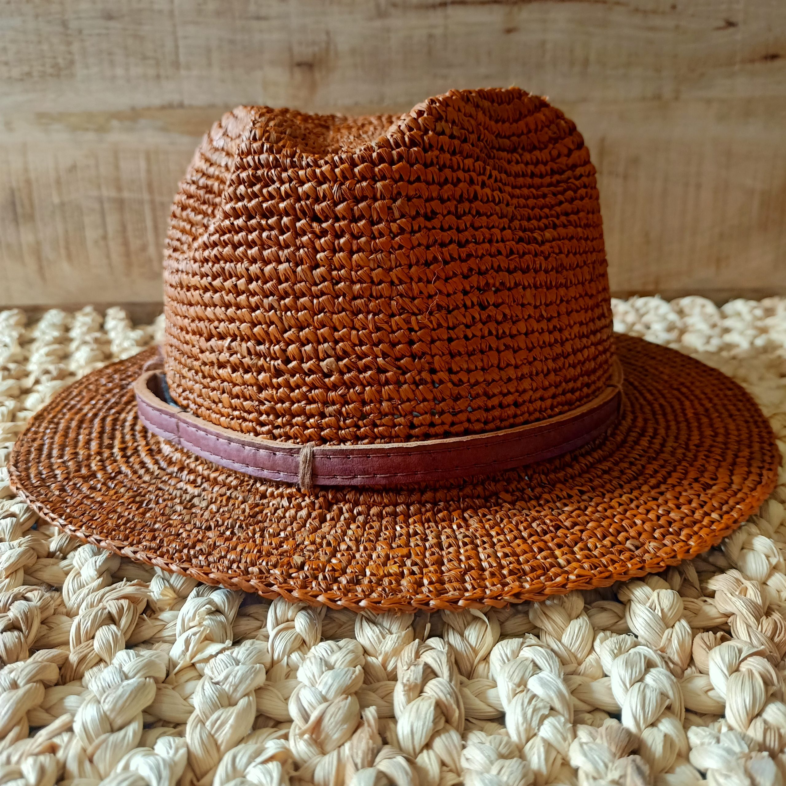 Cappello Raffia Ruggine