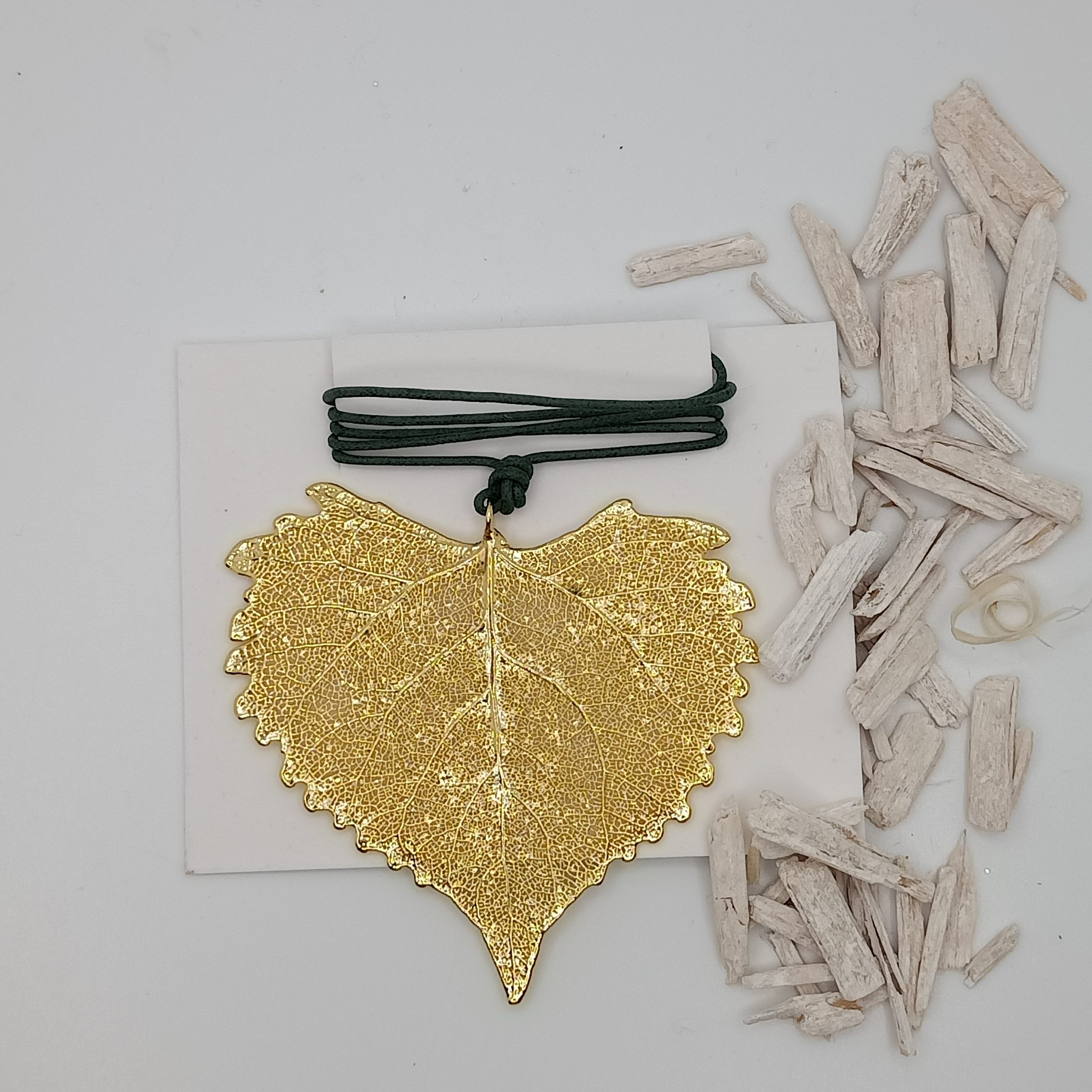 Ciondolo Foglia Cotone Naturale Oro - immagine 2