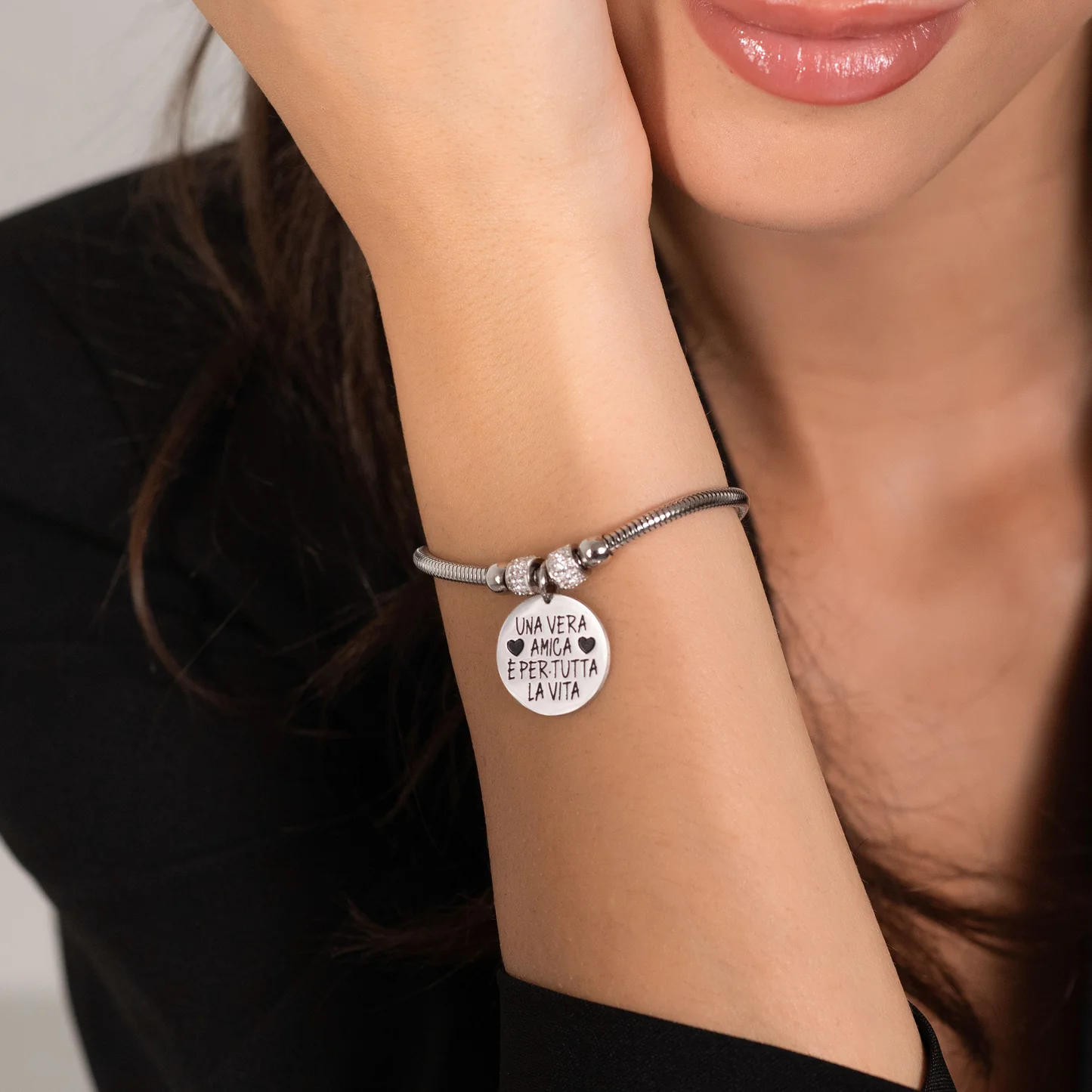 Bracciale Acciaio "Una VeraAmica è Per Tutta La Vita" - immagine 3