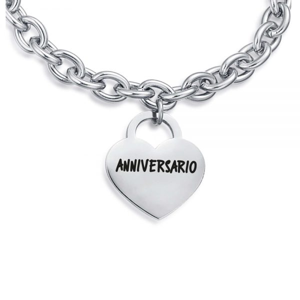 Bracciale Acciaio con Cuore Anniversario - immagine 2