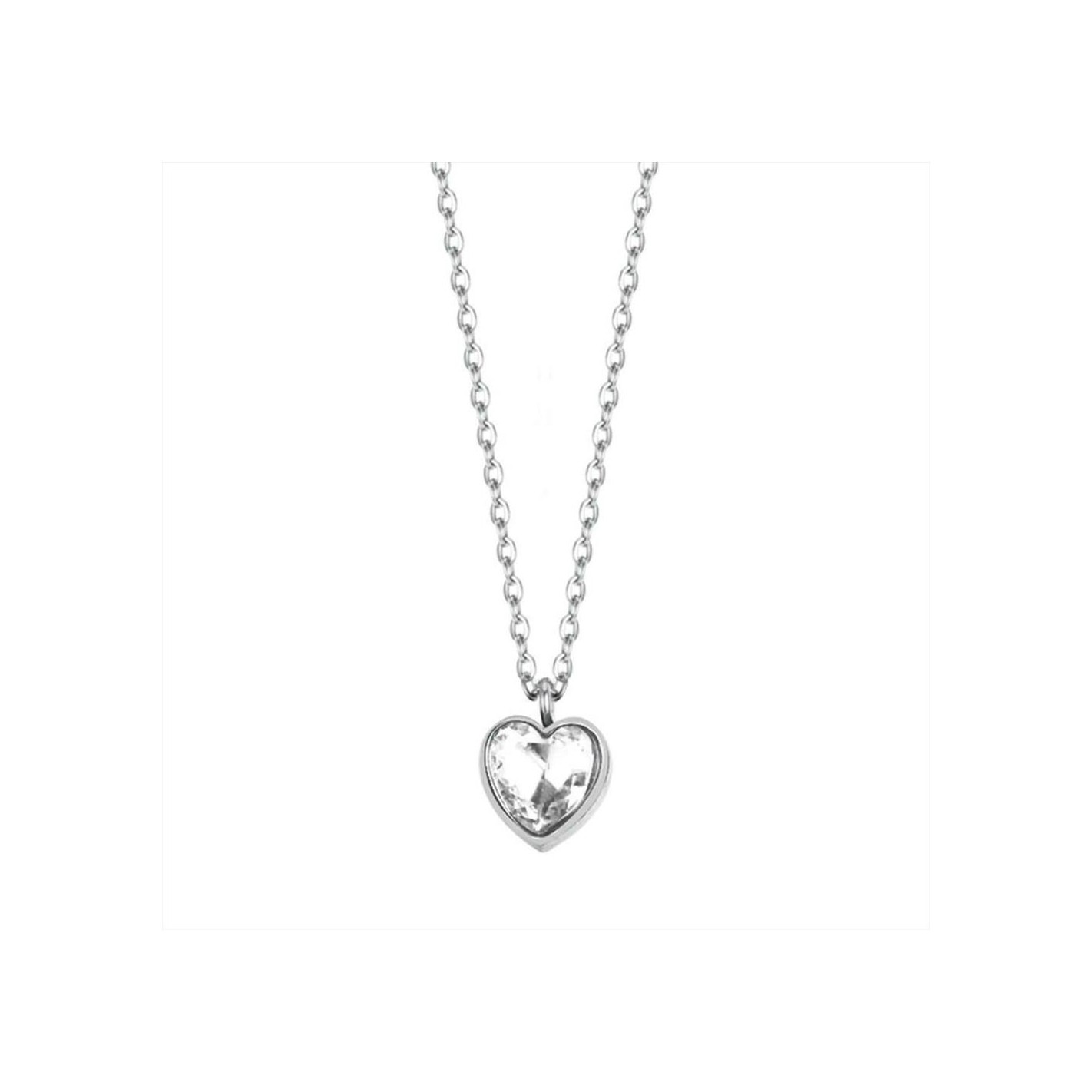 Collana Acciaio con Cuore Punto Luce Bianco